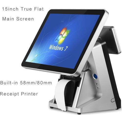 PC POS terminal built in 80mm printer VFD commercial restaurant cash register factory price point of sale