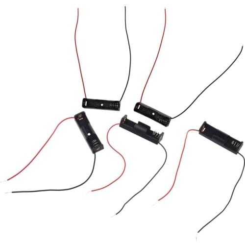 Retail 5Pcs Single Side 1 X 1.5V Battery Case Holder Case Black: 2Pcs AAA Battery Case & 3 Pcs AA Battery Open Holder Storage Ca