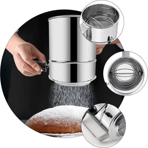 Flour Filter Stainless Steel Handheld Flour Seive Hand-Held Sifter Baking Cooking Flour Sifter Filter Sieve Kitchen Accessories