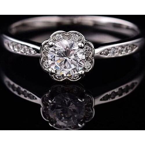 Silver Ring GRA Certificate 1.00ct D VVS Wedding Engagement Diamond Ring 925 silver ring for women