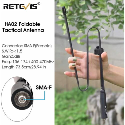 Retevis HA02 Foldable Tactical Antenna SMA-F Airsoft Game Walkie Talkie Antenna For Baofeng UV-5R UV-82 Ailunce HD1 RT29 H777