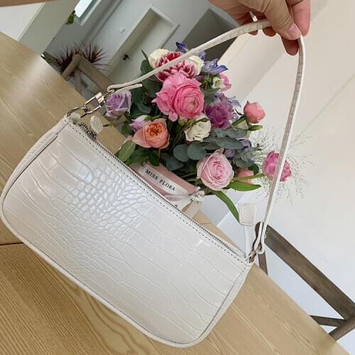 Vintage Corcodile Pattern Ladies Baguette Shoulder Bags Fashion Design Women Underarm Bag PU Leather Female Small Purse Handbags