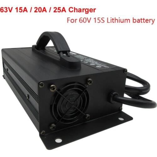1200W 15S 55.5V 15A Lithium Ebike Battery Fast Charger 63V 15A 20A 25A Li-ion Smart Forklift electric sightseeing car Charger