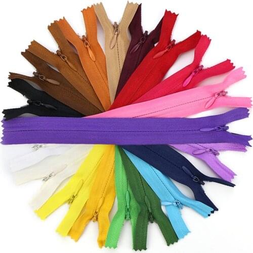 10 Pcs 7-27 Inch(18-70CM) 3# Invisible Fabric Zipper Nylon Coil Zipper Single End Tailor For Handcraft Sewing Cloth Accessories