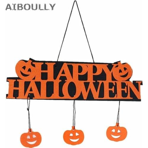 1PC HAPPY HALLOWEEN Hanging Decoration Pendant Doorplate Window Door Ornaments Halloween Pumpkin Decor Halloween party supplies