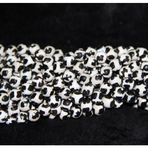 10mm Black Mystical Necklace Spherical Beads 15.5" Tibetan Ball DIY Dzi Beads Loose Gems Stone Beads Tibetan Gate Beads