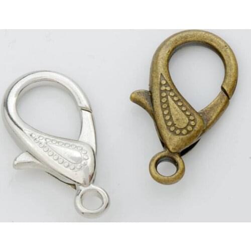 10Pcs Antique Bronze Dull Silver Plated Tear Drop Shape Claw 30x15mm Lobster Clasps Jewelry Findings L1018