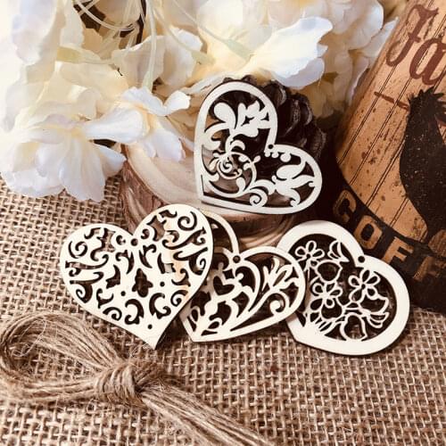 10pcs Rustic Wooden Thank You Tags Wooden Embellishments Wood Heart Gift tags Flower Label Gifts Tags