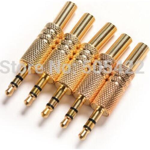 2017 New 3.5mm 1/8" Stereo Male Audio TRS Jack Plug Adapter Connector Plated Gold 2000pcs/lot
