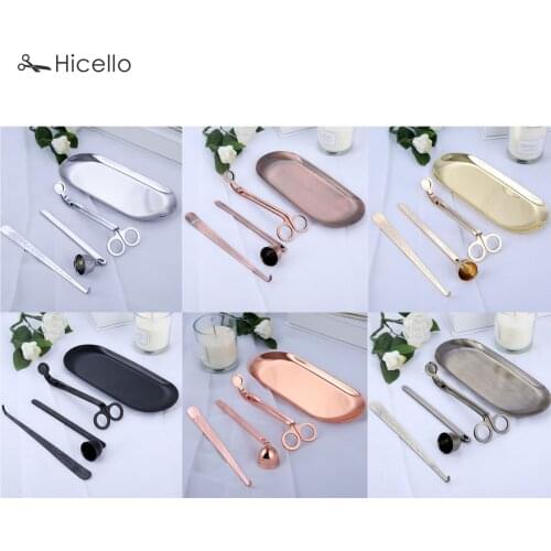 4pcs/set Candle Snuffer Trimmer Hook Tray Dipper Candle scissors Accessory Stainless Steel Extinguisher Flame Home Decoration
