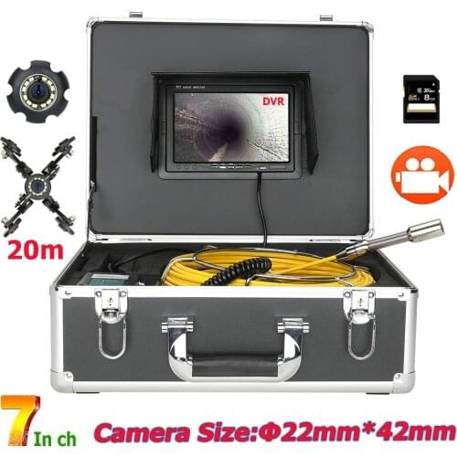 7" Monitor 20M DVR Recording Pipe Inspection Video Camera IP68 Drain Sewer Pipeline Industrial Endoscope System with 12PCS LEDs