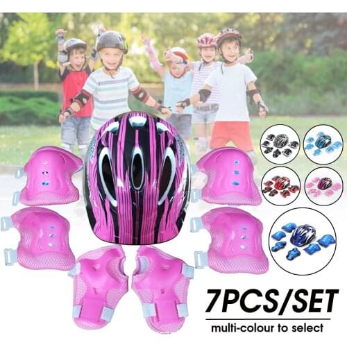 7Pcs/Set Kids Safety Helmet Knee Elbow Pad Sets Boy Girl Cycling Skate Bicycle Helmet Protection Safety Guard
