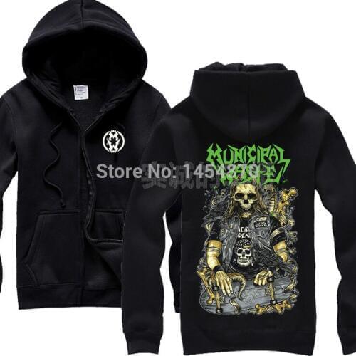 9 kinds Municipal Waste Rock Cotton Hoodies winter jacket vintage Skull punk Heavy Metal Zipper Sweatshirt streetwear sudadera