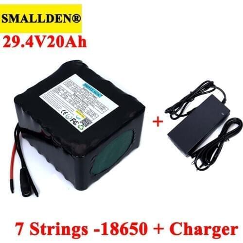 24V 20Ah 7S5P 18650 Rechargeable battery pack 29.4V Electric bicycle moped li-ion batteries with 15A BMS Protection +Charger