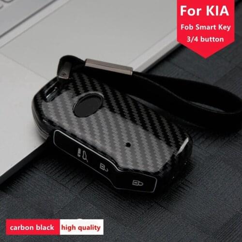 Car Carbon Fiber Key Case Wallet Pocket For Kia Sportage Ceed Sorento Cerato Forte 2017 2018 2019 Remote Smart 3/4 Buttons