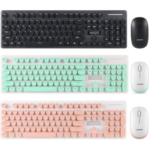 Silent Optical Keyboard Mouse Combos 2.4GHz Gaming Mice N520 Wireless Round Key for Household Computer Safety Parts