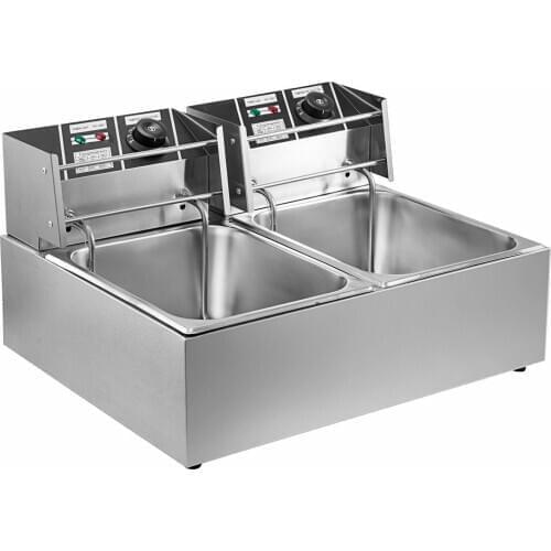 Double stainless steel deep fryer 5000W 2x6L deep fryer Deep cold zones with 2 baskets