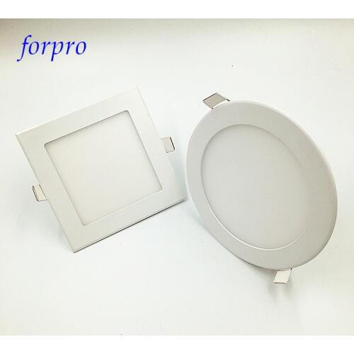FORPRO 12pcs/lot Ulthra thin led downlights Panel light 3W 4W 6W 9W 12W 15W 18W 25W Round/Square AC110-230V LED lamps