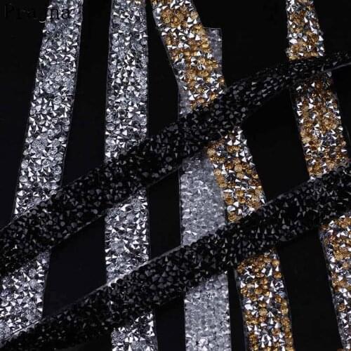 Prajna Crystal Rhinestones Adhesive Drill Belt 1.5 CM High Quality Artificial 1 Yard Sewing Accessories For Wedding Dress Decor