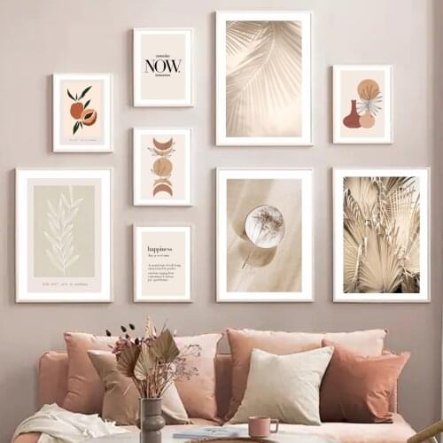 Ceramic Bowl Vase Dried Tropical Leaves Shadow Wall Art Print Canvas Painting Nordic Poster Wall Pictures For Living Room Decor