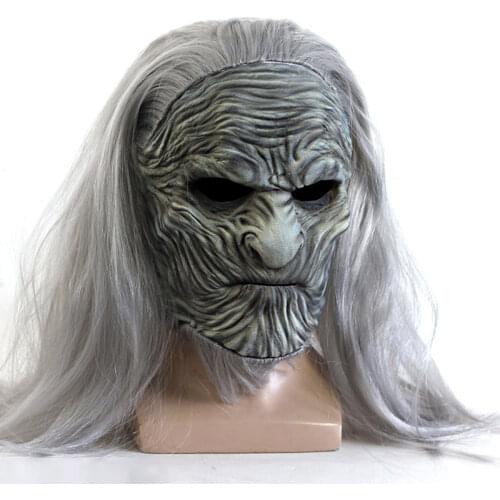 Movie White Hair Night King Latex Mask Halloween Scary Cosplay Costume Party Mask