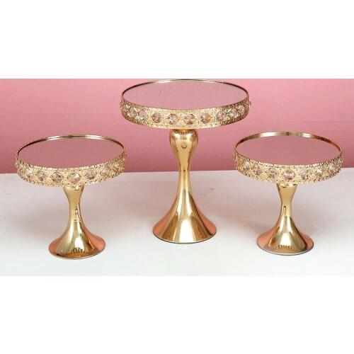 3 -9pcs Gold Crystal cake stand sets cupcake sweet table candy bar table decorating with Crystal tray