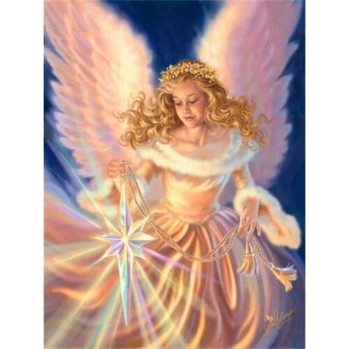 Carton Angel DIY Cross Stitch 11CT Embroidery Kits Needlework Craft Set Cotton Thread Printed Canvas Home Decoration Wholesale