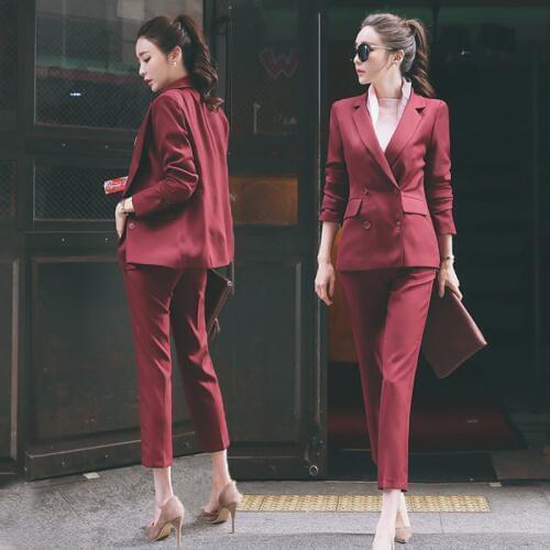 New style Lady 'sFashion Leisure match Thin Trousers elegant office lady female high end female Temperament SuitTwo-piece set A