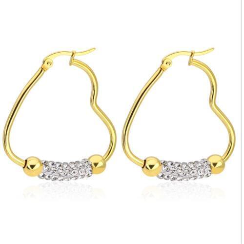 New Arrival Punk Stainless Steel Gold Ear clip for Women & Men Heart Ear Stud Earrings Personalit Piercings Fashion Jewelry