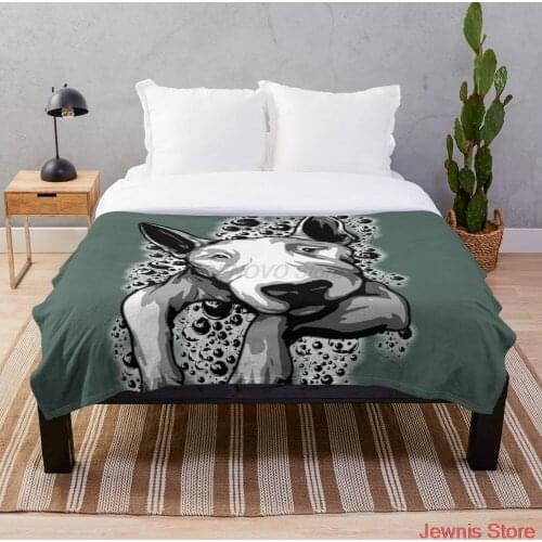 Bull Terrier Bubbles Throw Blanket Adult Fashion Quilts Home Office Washable Duvet Casual All Season Living Sherpa Blanket