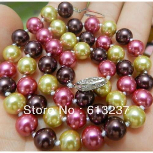 New fashion diy 8mm multicolor shell simulated-pearl round beads elegant rope chains necklace for women hot sale 18inch MY2016