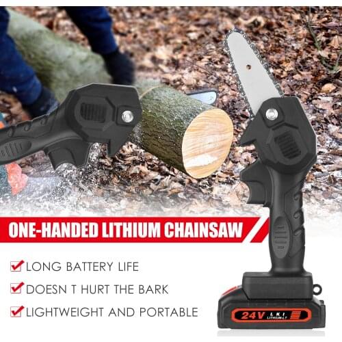 4 Inch Electric Chainsaw Electric Pruning Saw Chain Saw with Battery Wood Cutters Mini Electric Saw Garden Logging Branch Pruner