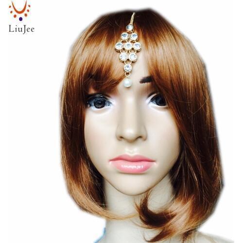 Stunning Kundan Crystal Head Chain Tikka Hijab Jewellery Hair Jhumar Bollywood Matha Patti Wedding Bridal Party KD021