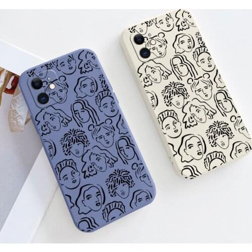 Line Avatar Silicone Case For iPhone 12 Pro Max Mini 11 Pro Max X XR XS MAX SE2020 8 7 6 6S Plus Shockproof Soft Phone Cover