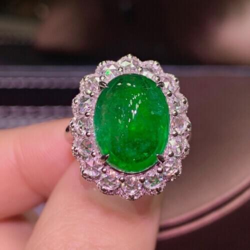 Y131 Emerald Ring 8.8ct Pure 18 K Gold Jewelry Colombia Origin Green Emerald Gemstone Diamond Female Rings for women Fine Ring