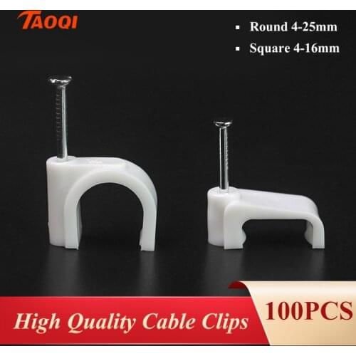 100PCS Flat Cable Wire High Carbon Steel Nails Cable clips Wire Circle Cable Clip C Shaped Wire Wall holder Steel Nail