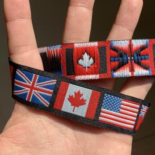 ZERZEEMOOY 1" 25mm 10yard/lots 100% Polyester Woven Jacquard Ribbon UK American And Canadian Flag Lace KTZD19121001