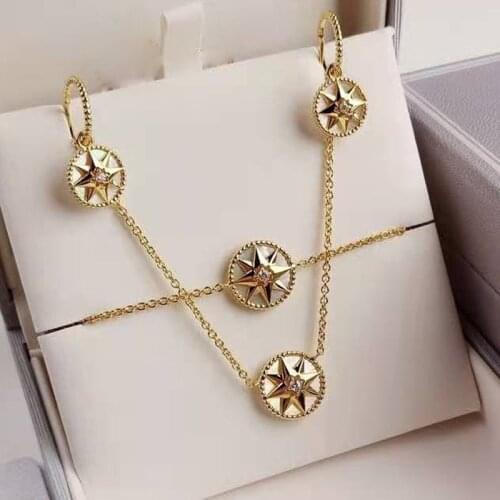 Knobspin 100% 925 Sterling Silver Fashion Simple Constellation Compass High Carbon Diamond for Women Earrings Party Fine Jewelry