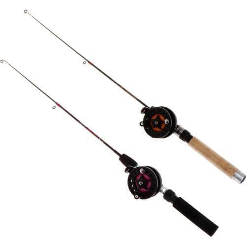 1 Set Fishing Rod With Fishing Reel Ultra Short Portable Mini Winter Outdoor Ice Fishing EVA Handle 4B/3B Reels Professional Tac