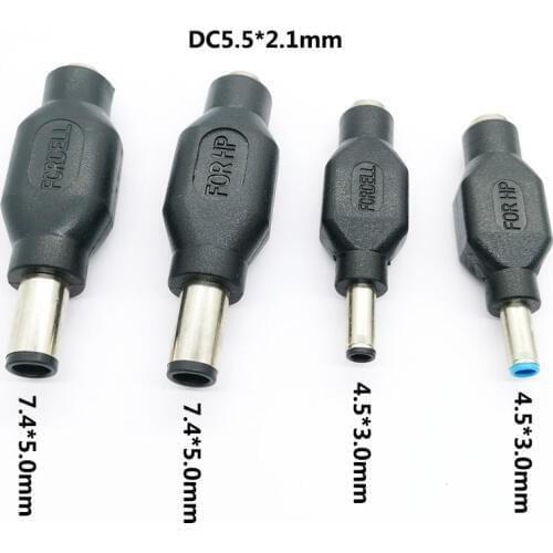 1pcs DC5.5*2.1mm female to 4.5 x 3.0mm/7.4x5.0mm DC Male Power Plug Jack Adapter Connector Adapter Plug for HP For DELL Laptop