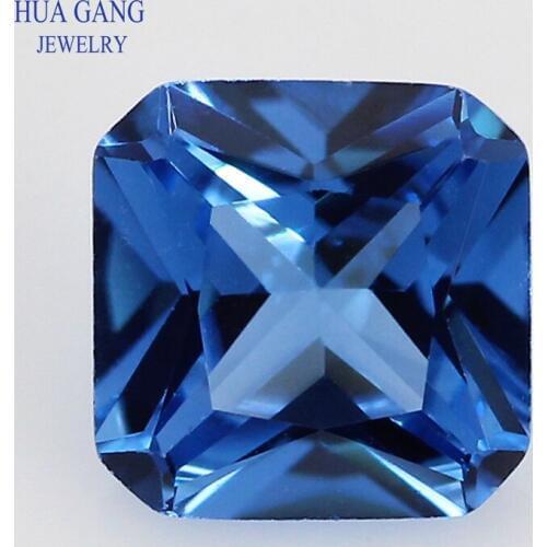 119# Blue Square Octangle Shape Princess Cut Synthetic Spinel Stone For Jewelry Size 3x3mm~8x8mm