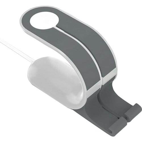 2-in-1 Portable Charging Stand Watch Charge Dock Station Phone Holder Silica Gel Mount for Apple Watch for iPhone