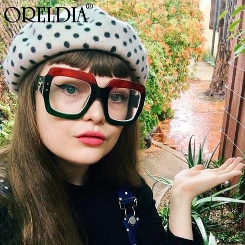 2020 New Fashion Ladies Anti-Blue Light Glasses Retro Square Three-Color Big Frame Mens Flat Glasses Frame Myopia Glasses Hot