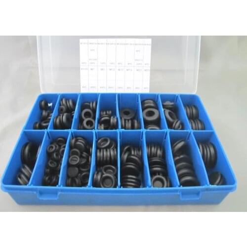 250 PCS/Lot Assorted Sizes Rubber Grommet Firewall Hole Plug Set Electrical Wire Gasket With Box Free Shipping