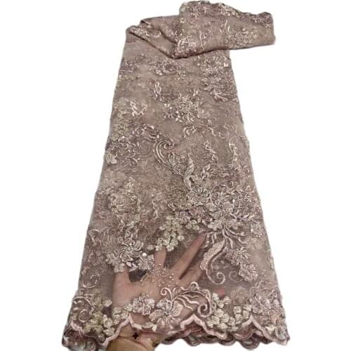 African Mesh Lace Fabric 2021 High Quality Beaded Sequins Embroidery Ghana Lace Material For Nigerian Evening Party Dress Sew