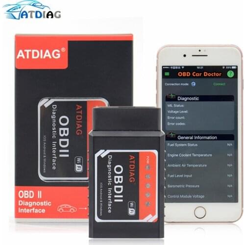 ATDIAG Firmware V1.5 PIC18F25K80 Chip ELM327 WIFI Wireless For Android/iOS ELM 327 1.5 Supports OBD2 Protocols Best Quality
