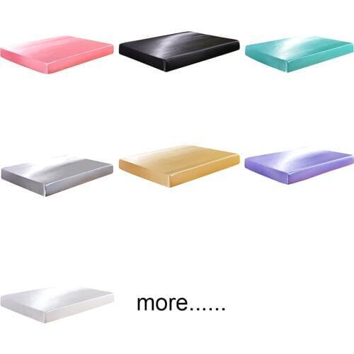 Satin Faux Silk Fitted Sheet On Elastic Solid Color Mattress Cover Elastic Band Sabanas Bajeras Queen King Bed Sheets