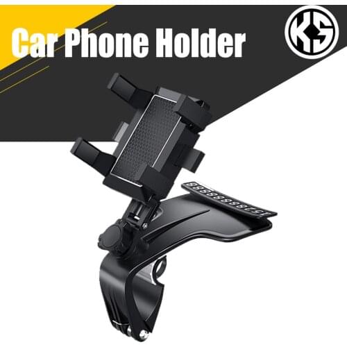 Car Multifunctional Mobile Phone Bracket 360 Degree Sun Visor Mirror Dashboard Mount GPS Parking Plate Cell Phone Holder for Car