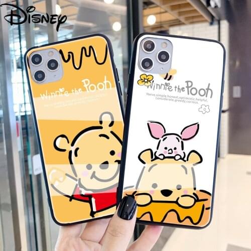 Disney for Samsung A02s/A32/A30/A12/A750/a71/a91/A42 Cartoon Pooh A81 Glass Phone Case Phone Cover Mobile phone accessories