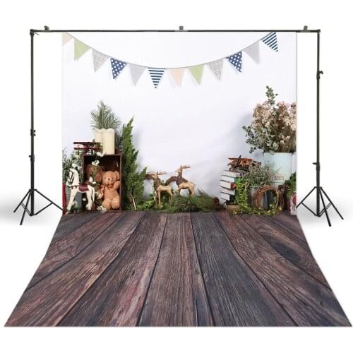 White Wall Backgrounds Rustic Grainy Floor Backdrops Teddy Bunting Decors Newborn Baby Portrait Photo Studio Booth Spring Banner